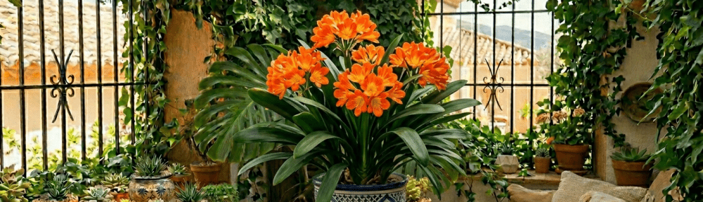 Clivia flores naranjas interior