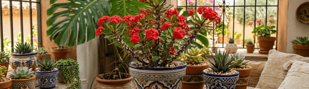 Espina de Cristo flores rojas