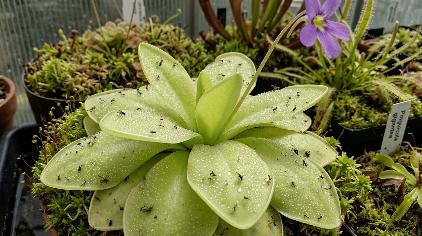 Pinguicula gigantea: la planta carnívora de hojas pegajosas