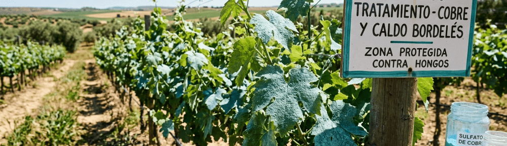 aplicación de caldo bordelés en plantas