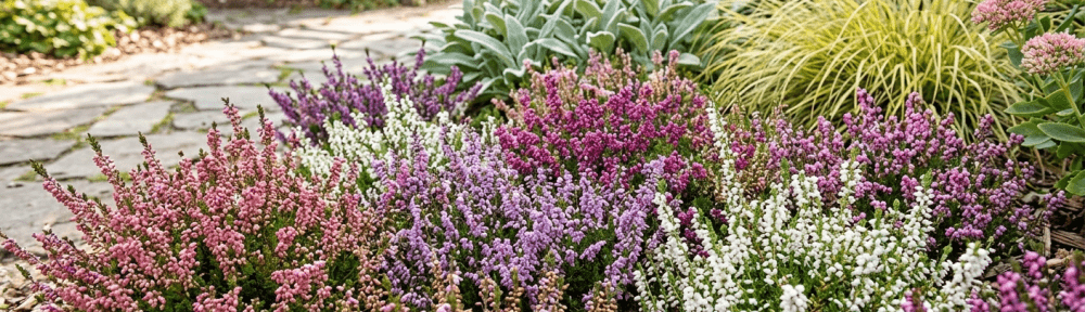 flores de brezo en jardín