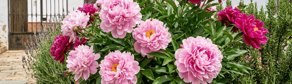 flores de peonía en jardín