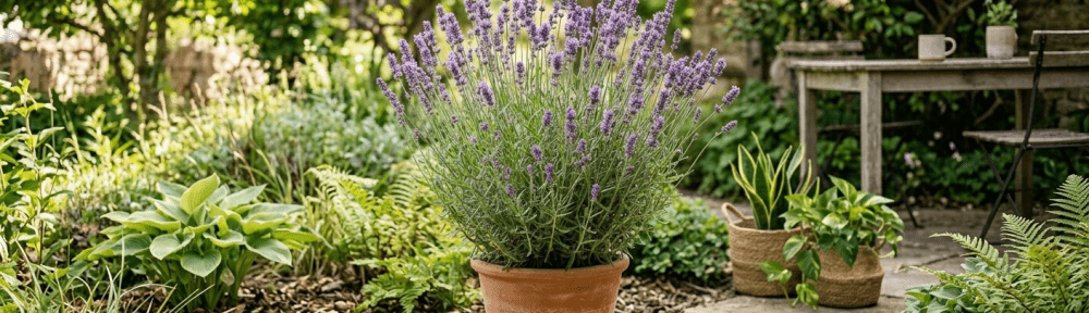 planta lavanda en jardín soleado