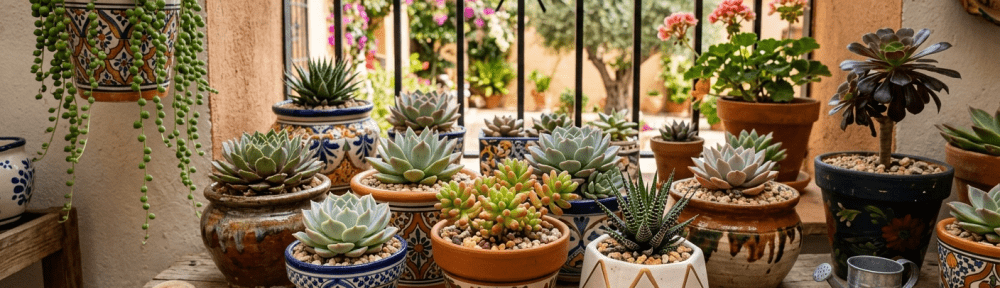 plantas crasas en macetas decorativas