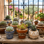 plantas crasas en macetas decorativas