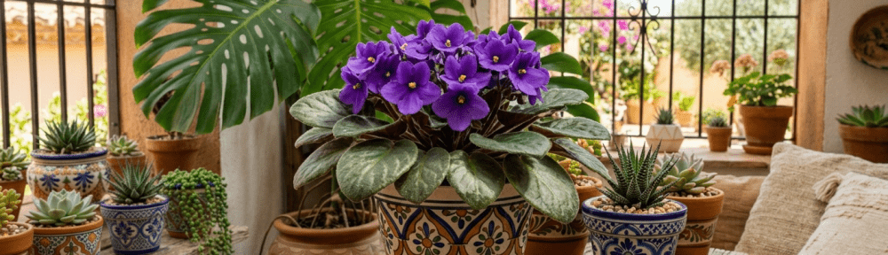 violeta africana flores moradas interior